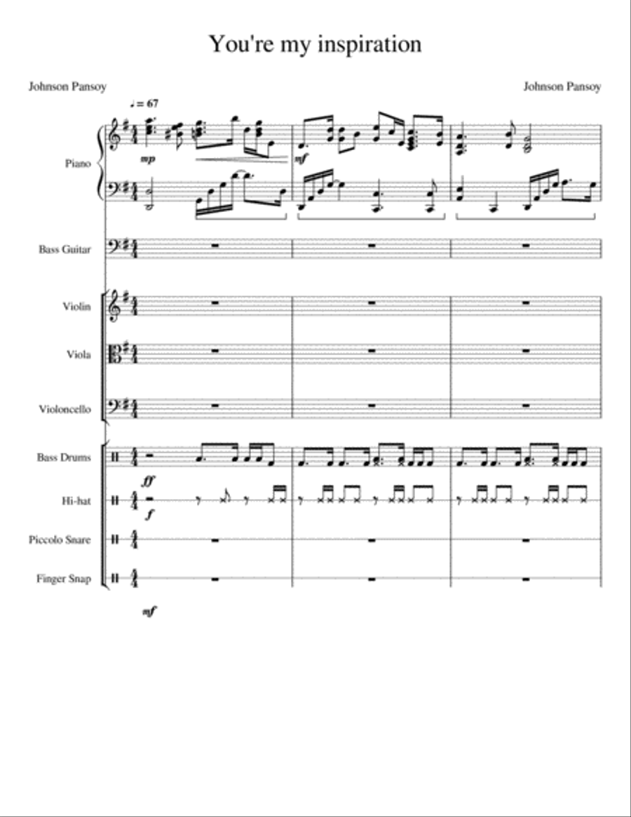 You're my inspiration Small Ensemble scores gallery preview page 1