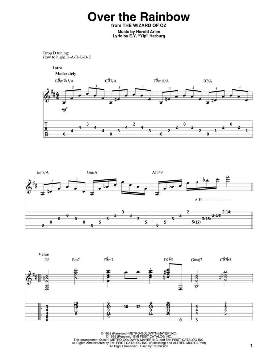 Over The Rainbow (arr. Bill LaFleur) Electric Guitar scores gallery preview page 1