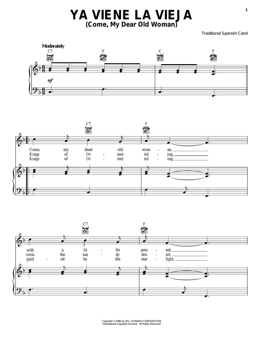 Ya Viene La Vieja Ya Viene La Vieja Piano, Vocal, Guitar scores gallery preview page 1