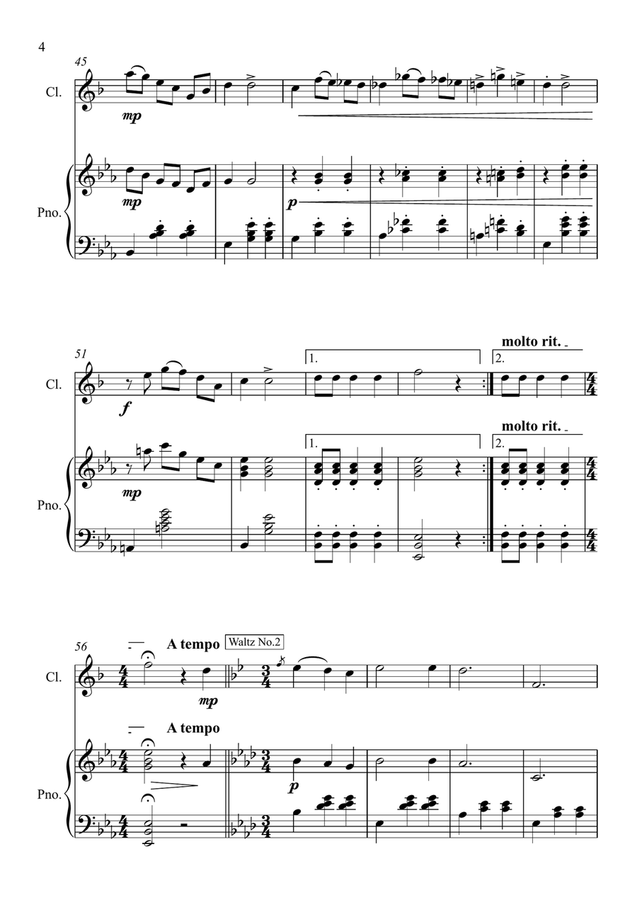 Two Gold and Silver Waltzes B-Flat Clarinet scores gallery preview page 4