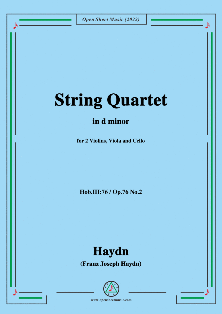 Book cover for Haydn-String Quartet,in d minor,Hob.III 76