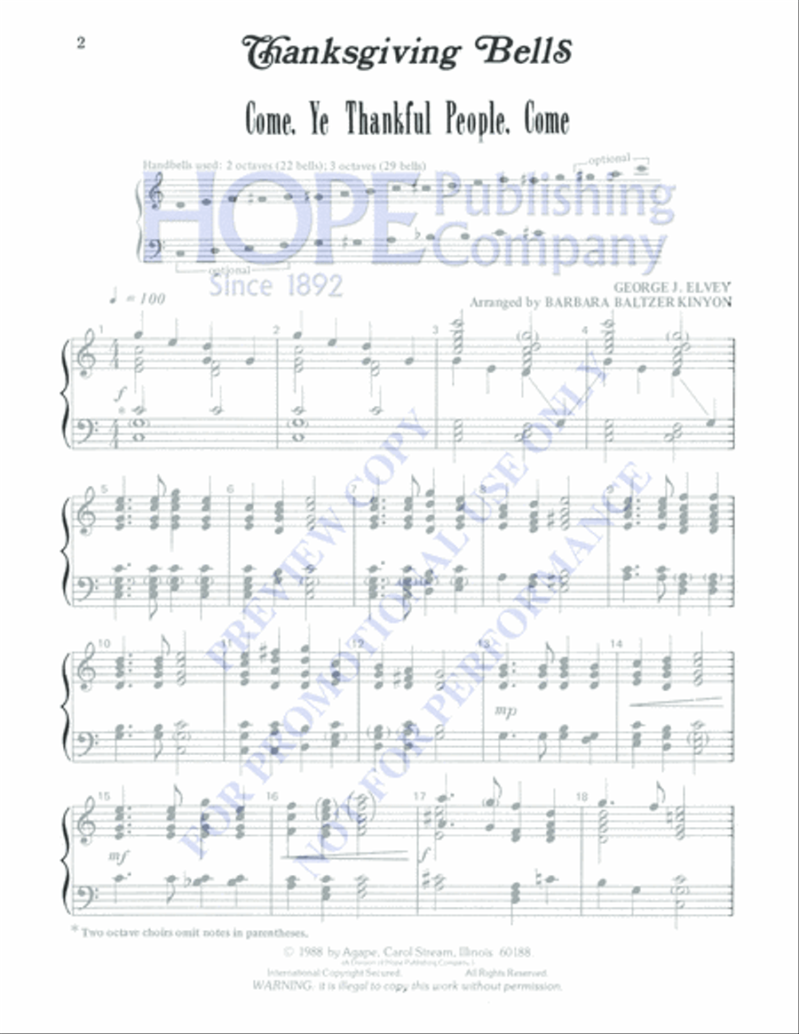 Thanksgiving Bells 3-Octaves scores gallery preview page 2