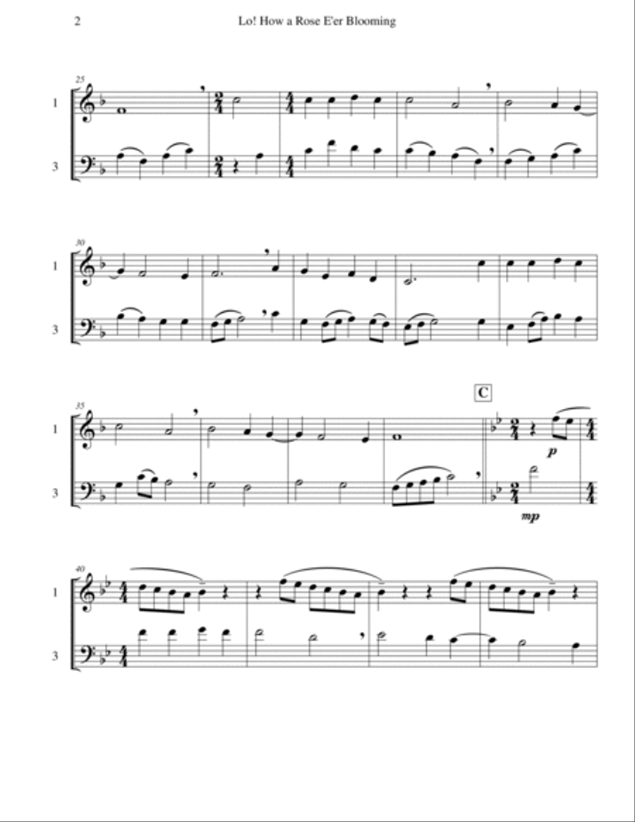 Lo! How a Rose E'er Blooming (Mixed Duet) Score and Parts scores gallery preview page 3