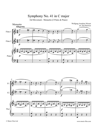 Book cover for Mozart: Menuetto Allegretto from Symphony No.41 (2 flutes & piano)