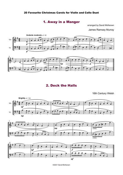 20 Favourite Christmas Carols for Violin and Cello Duet image number null