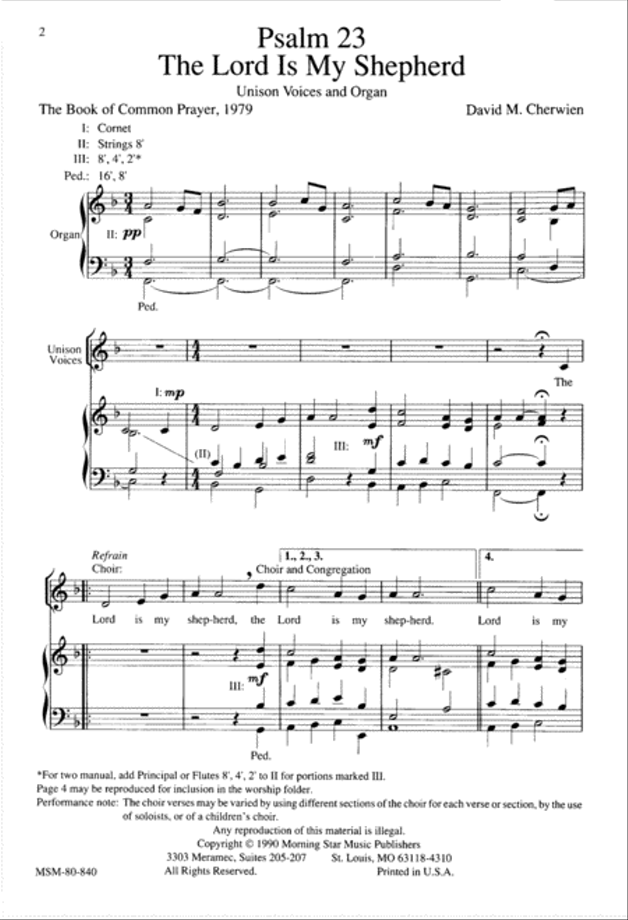Psalm 23: The Lord Is My Shepherd Unison Choir scores gallery preview page 2