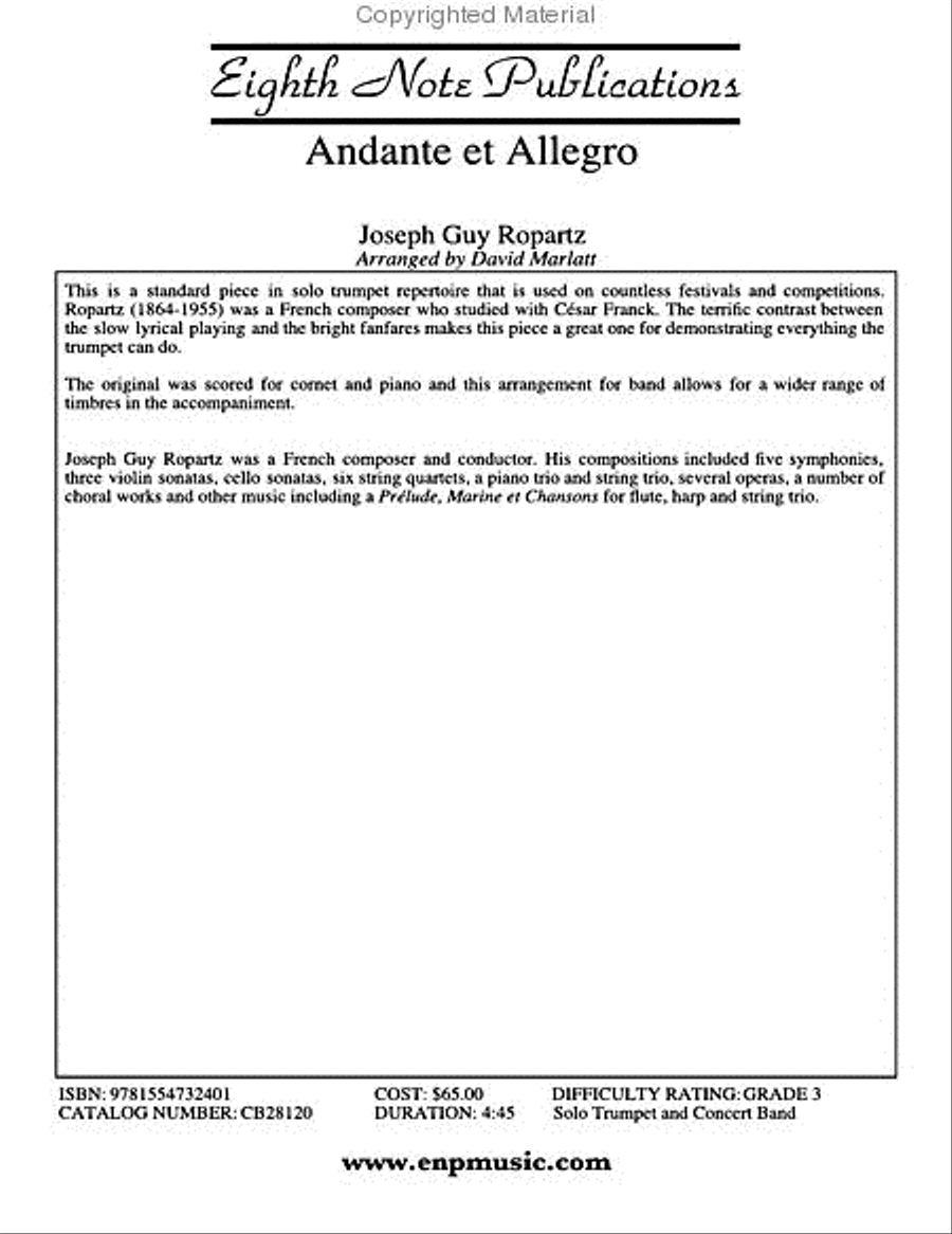 Andante et Allegro Andante et Allegro Concert Band scores gallery preview page 3