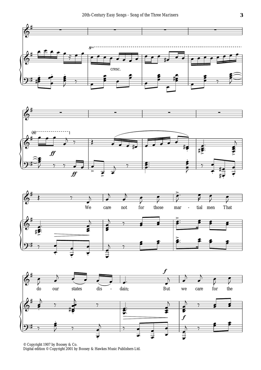 Song Of The Three Mariners Piano, Vocal scores gallery preview page 3