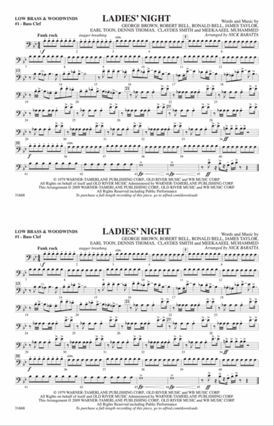 Ladies' Night: Low Brass & Woodwinds #1 - Bass Clef Marching Band scores gallery preview page 1