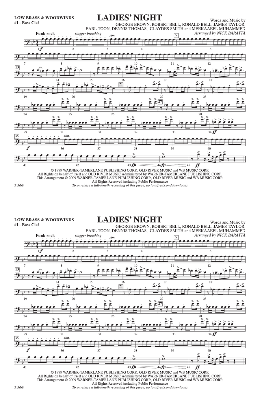 Ladies' Night: Low Brass & Woodwinds #1 - Bass Clef