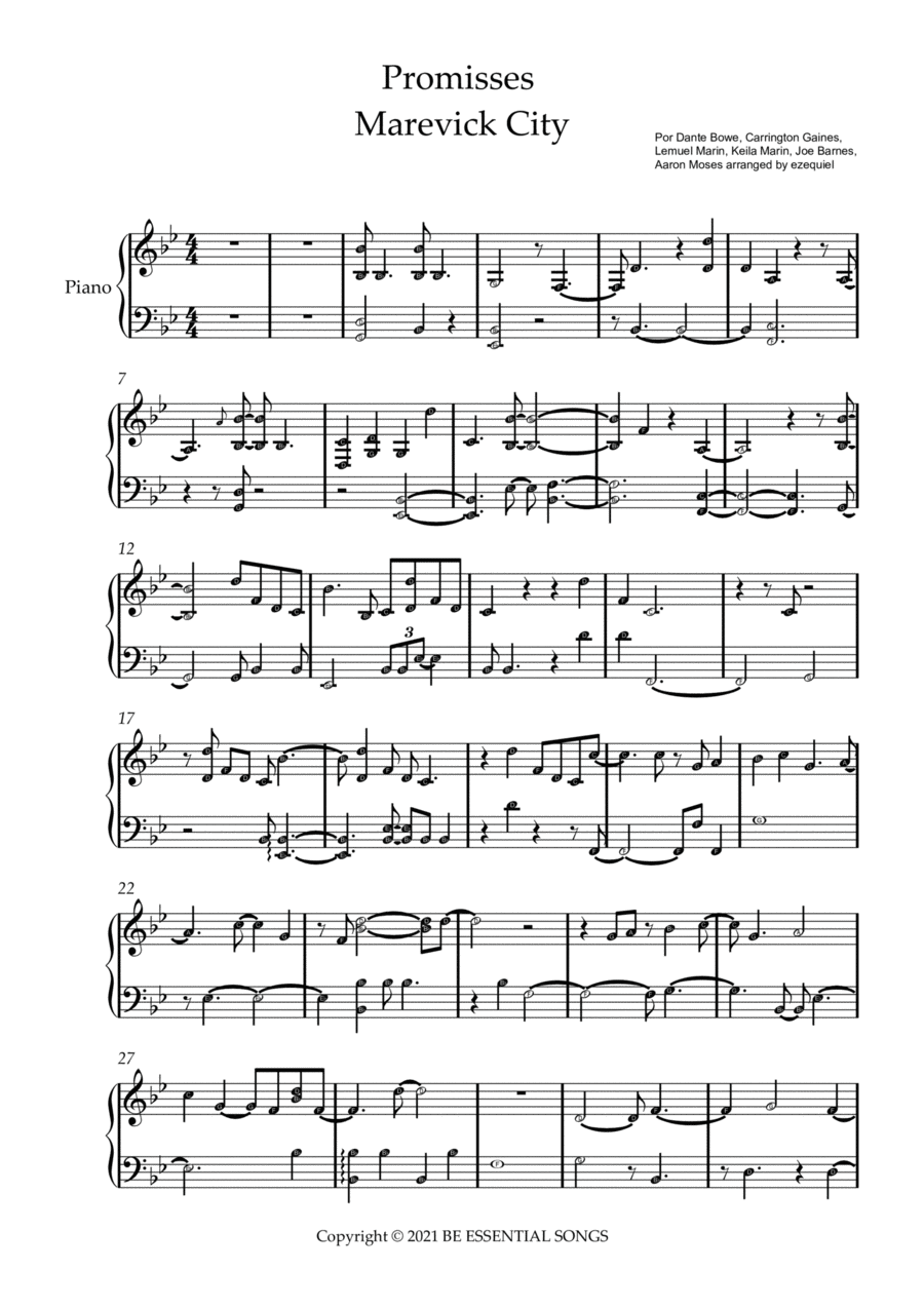 Promises Easy Piano scores gallery preview page 1