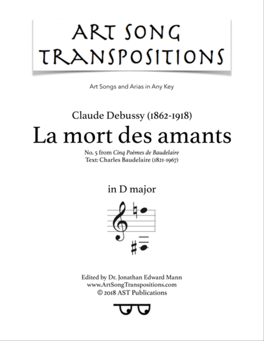 DEBUSSY: La mort des amants (transposed to D major) Voice scores gallery preview page 1