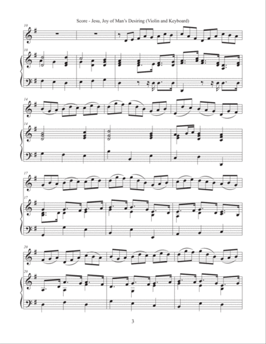 Jesu, Joy of Man's Desiring (Violin and Keyboard) Violin Solo scores gallery preview page 3