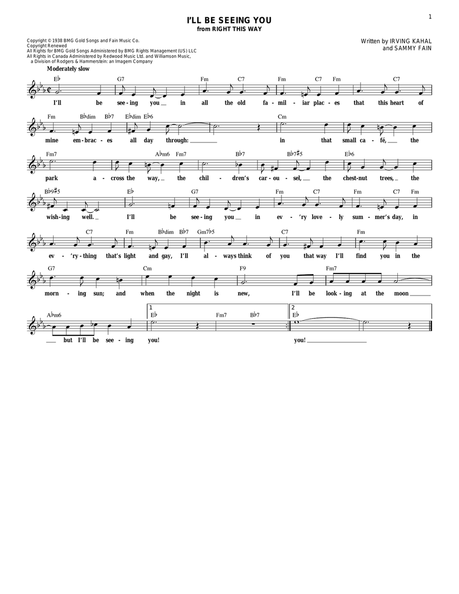I'll Be Seeing You Guitar scores gallery preview page 1