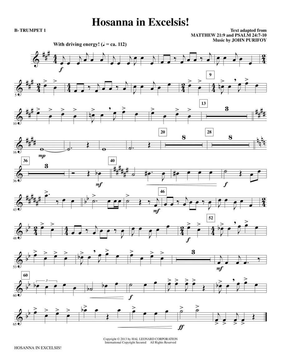 Hosanna in Excelsis! - Bb Trumpet 1 Choir scores gallery preview page 1