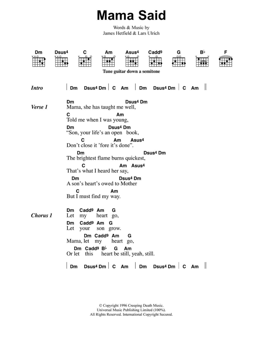 Mama Said Electric Guitar scores gallery preview page 1