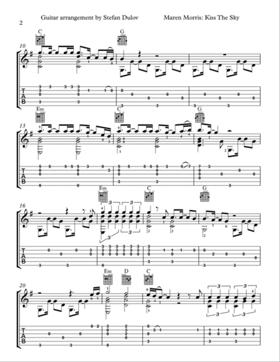 Kiss The Sky Acoustic Guitar scores gallery preview page 2