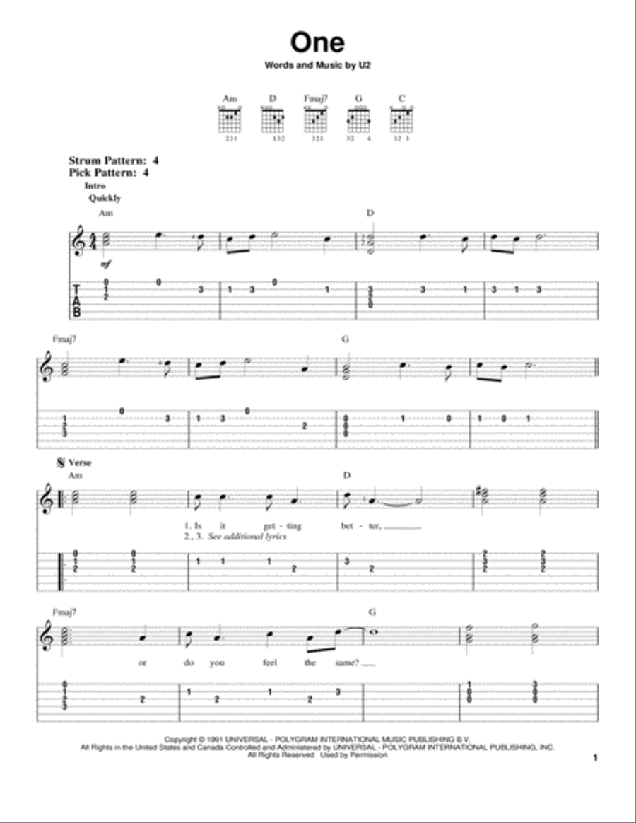 One Acoustic Guitar scores gallery preview page 1