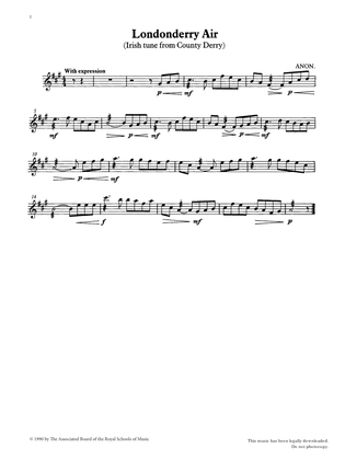 Londonderry Air (score & part) from Graded Music for Tuned Percussion, Book II