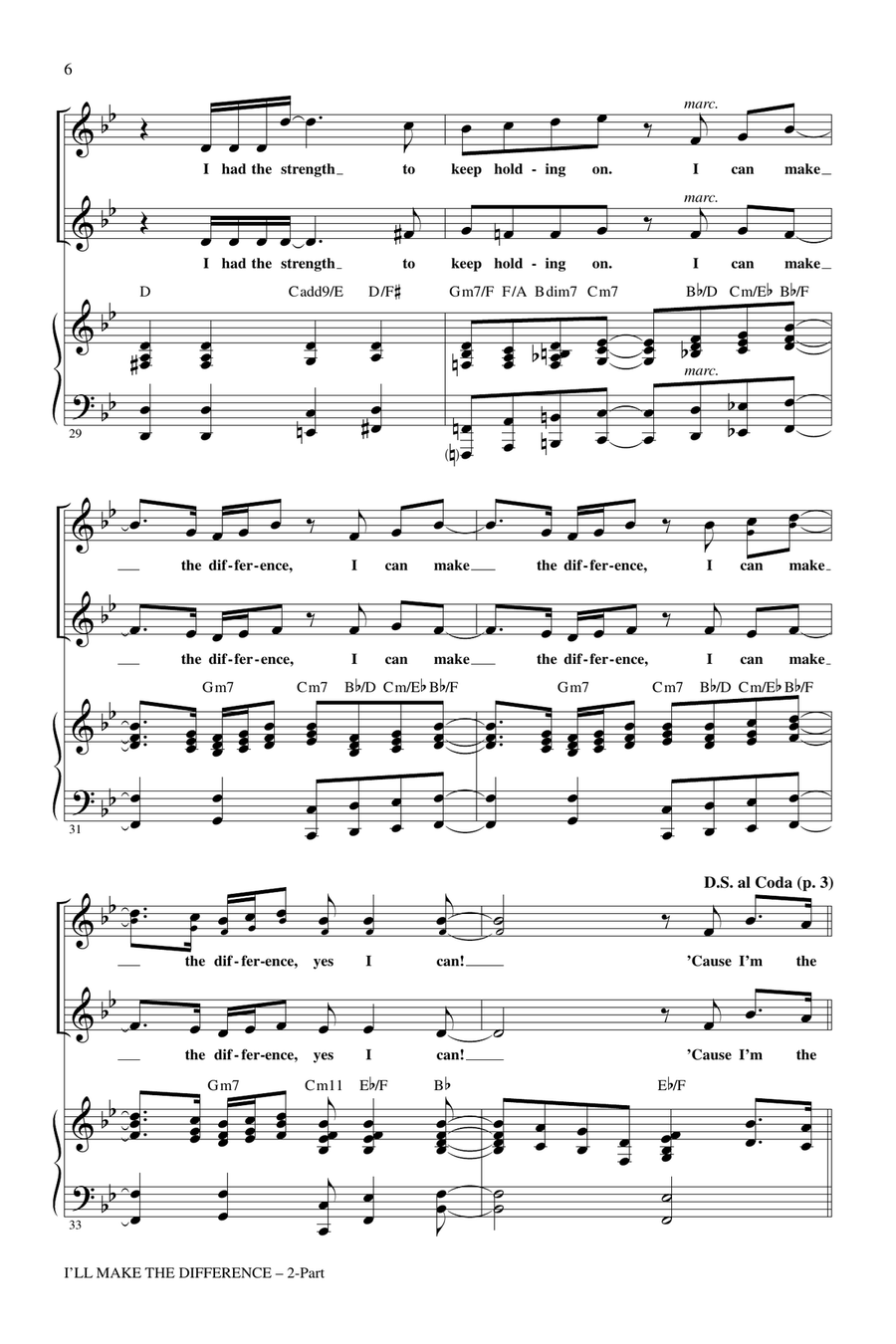 I'll Make The Difference (A Song Of Hope For Singers Around The World) 2-Part scores gallery preview page 5