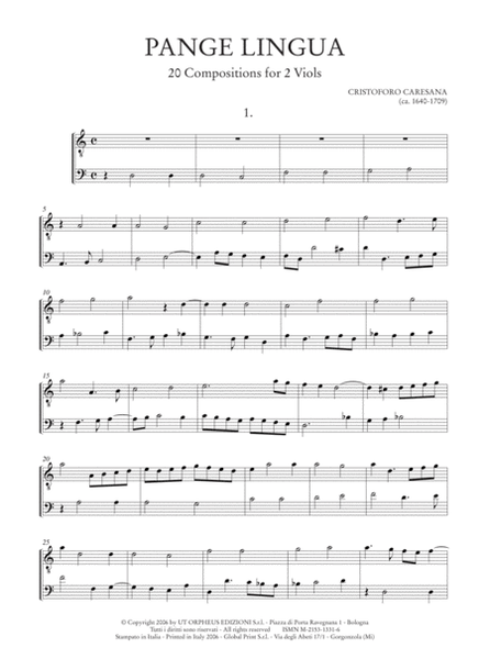 Pange Lingua. 20 Compositions for 2 Viols