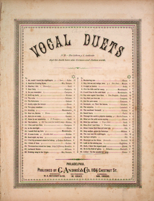 Vocal Duets. Listen! 'Tis the Wood-Bird's Song