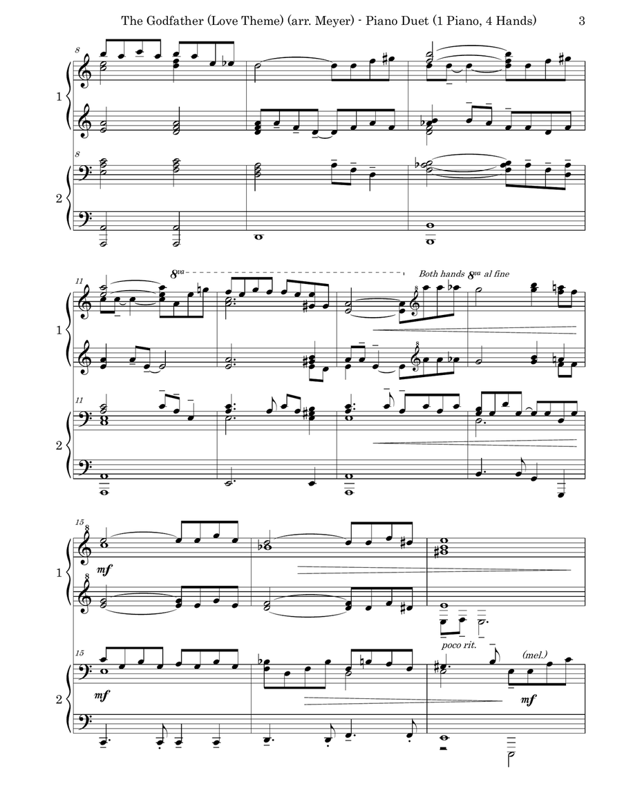 The Godfather (love Theme) 1 Piano, 4-Hands scores gallery preview page 3