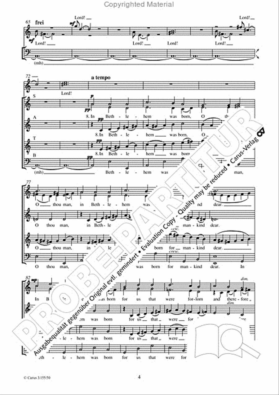 Remember, o thou man 4-Part scores gallery preview page 5