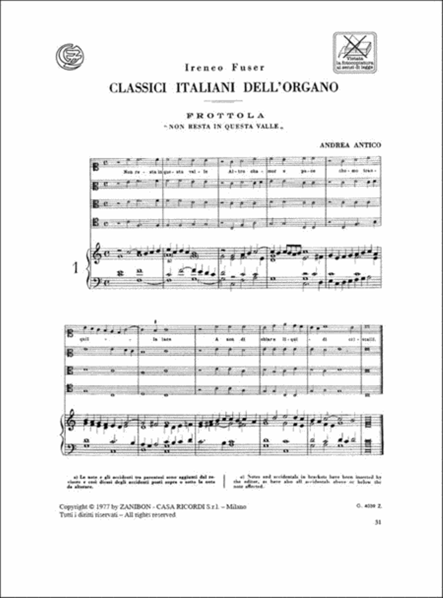 Classici Italiani Dell'Organo