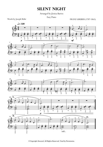 Silent Night (Easy Piano - With Note Names) image number null