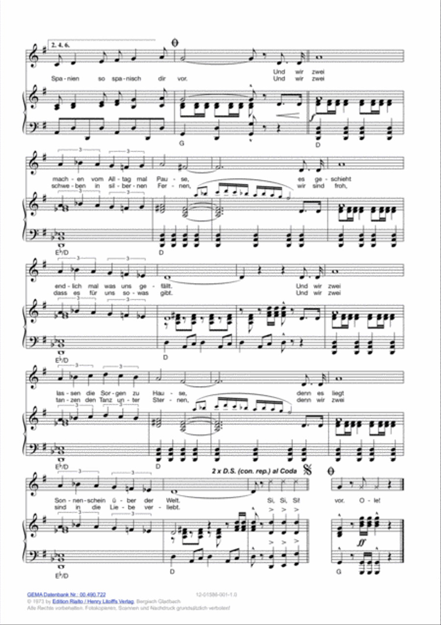 Spaniens Gitarren Piano, Vocal, Guitar scores gallery preview page 3