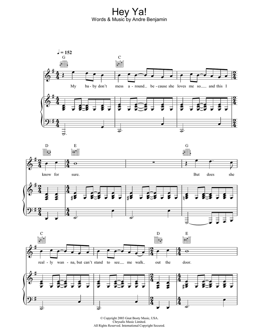 Hey Ya! Piano, Vocal, Guitar scores gallery preview page 1