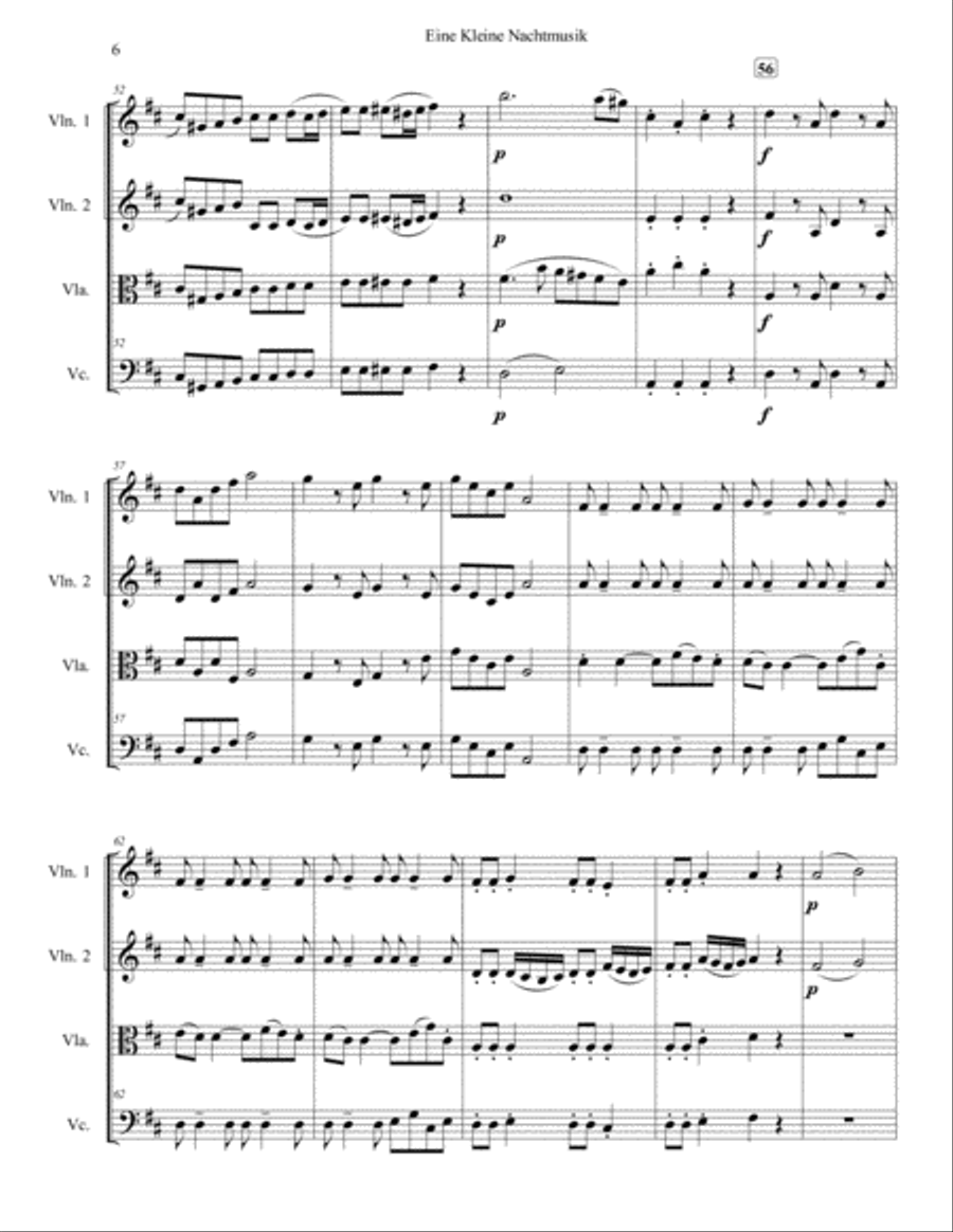 Eine Kleine Nachtmusik for String Quartet String Quartet scores gallery preview page 6