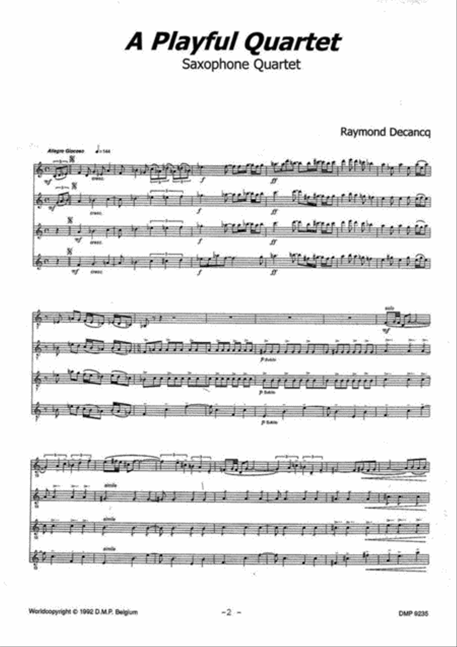 A Playful Quartet A Playful Quartet Saxophone Quartet scores gallery preview page 2