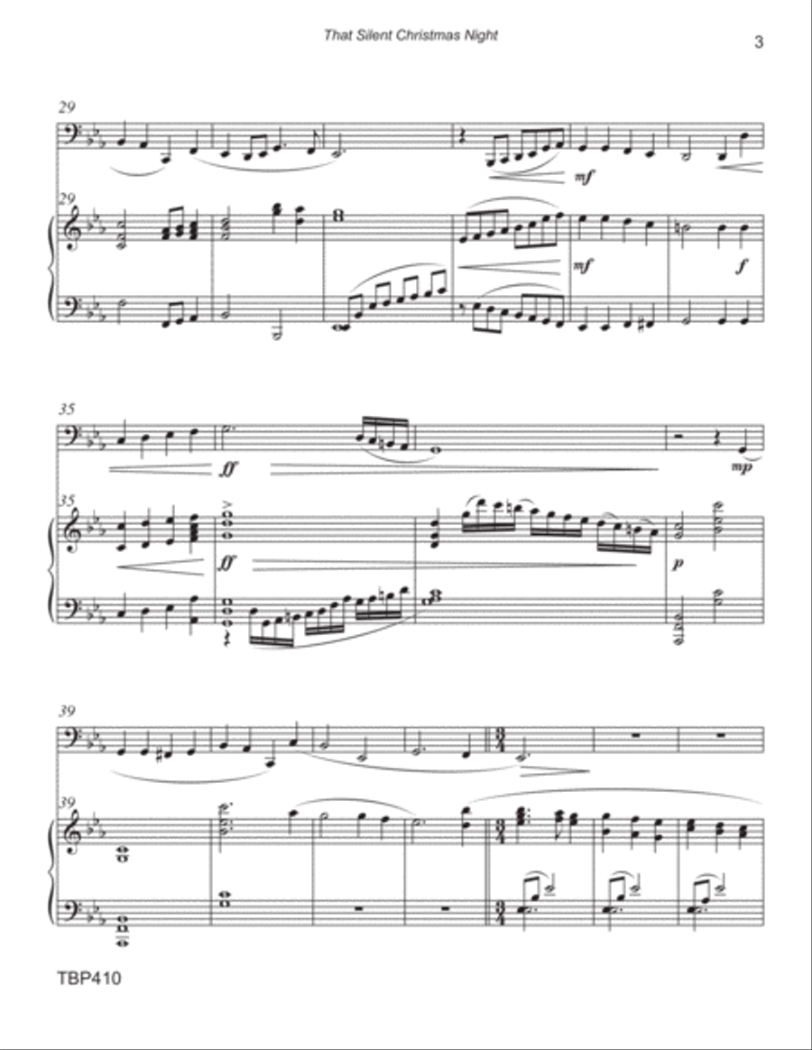 THAT SILENT CHRISTMAS NIGHT (medley) - TUBA SOLO with Piano Accompaniment Piano scores gallery preview page 3