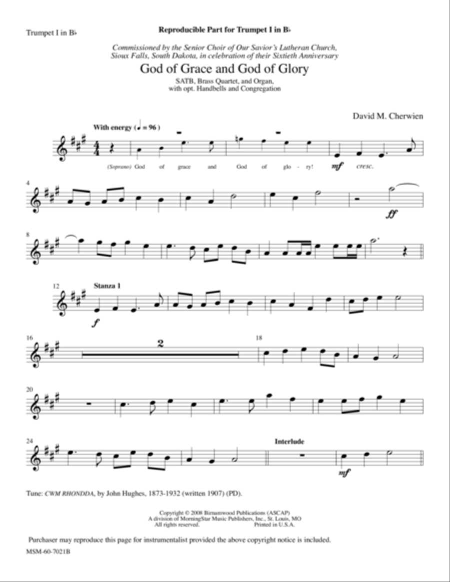 God of Grace and God of Glory Choir scores gallery preview page 1