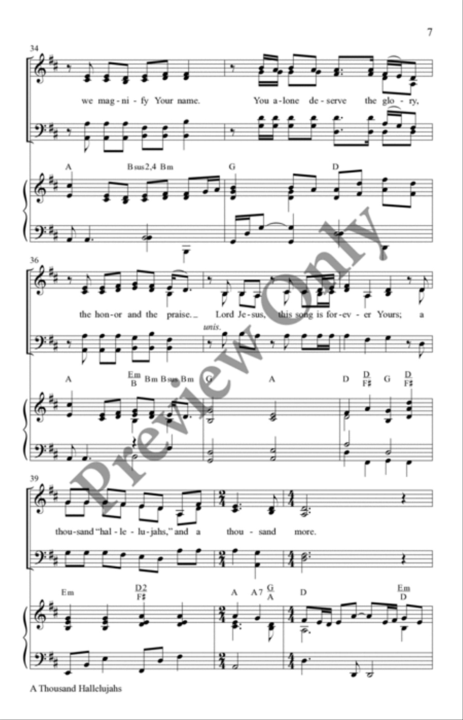 A Thousand Hallelujahs 4-Part scores gallery preview page 7