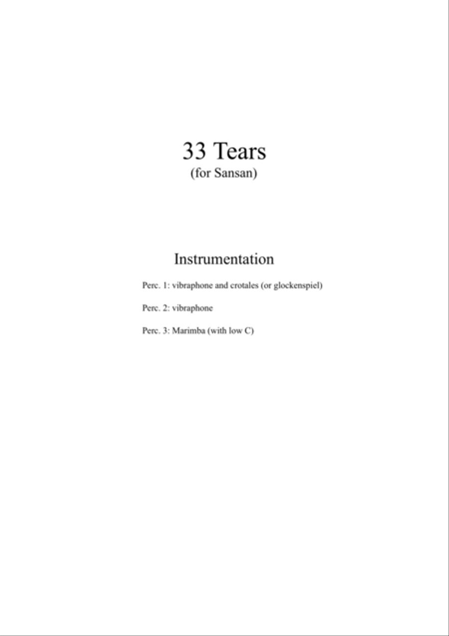 33 Tears (for percussion trio) Percussion Ensemble scores gallery preview page 3