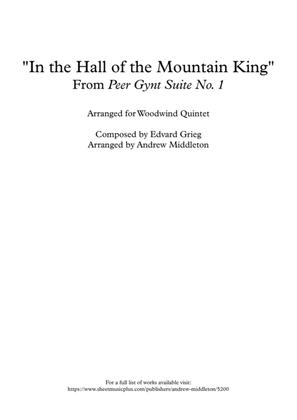 Book cover for "In the Hall of the Mountain King" arranged for Woodwind Quintet