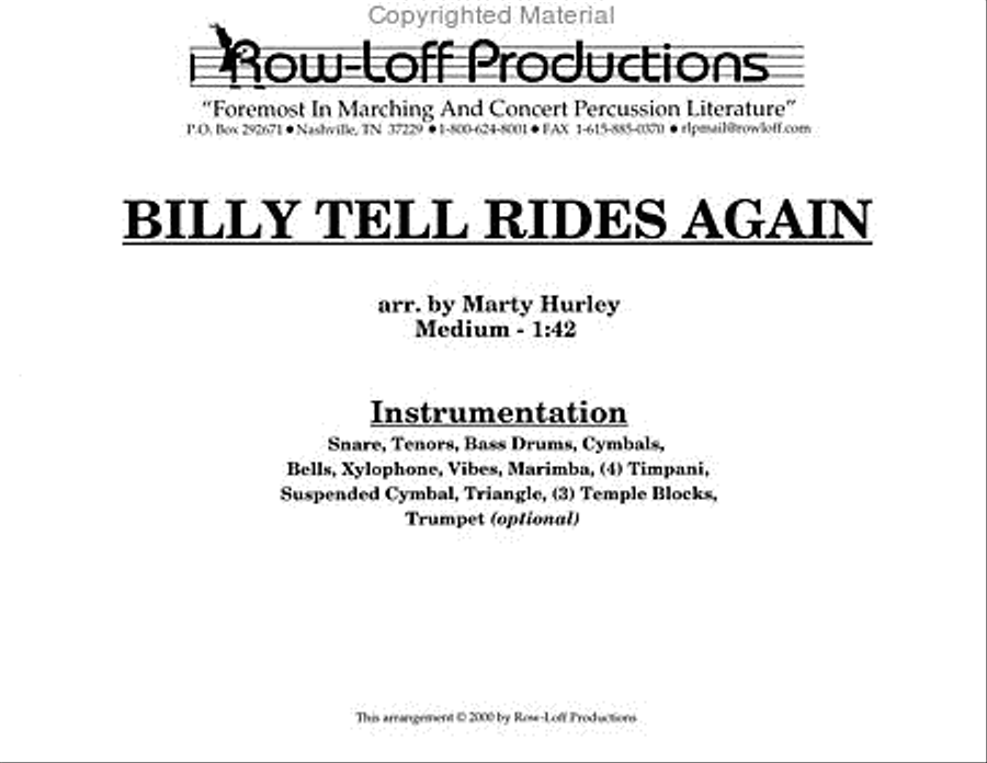 Billy Tell Rides Again Percussion Ensemble scores gallery preview page 2