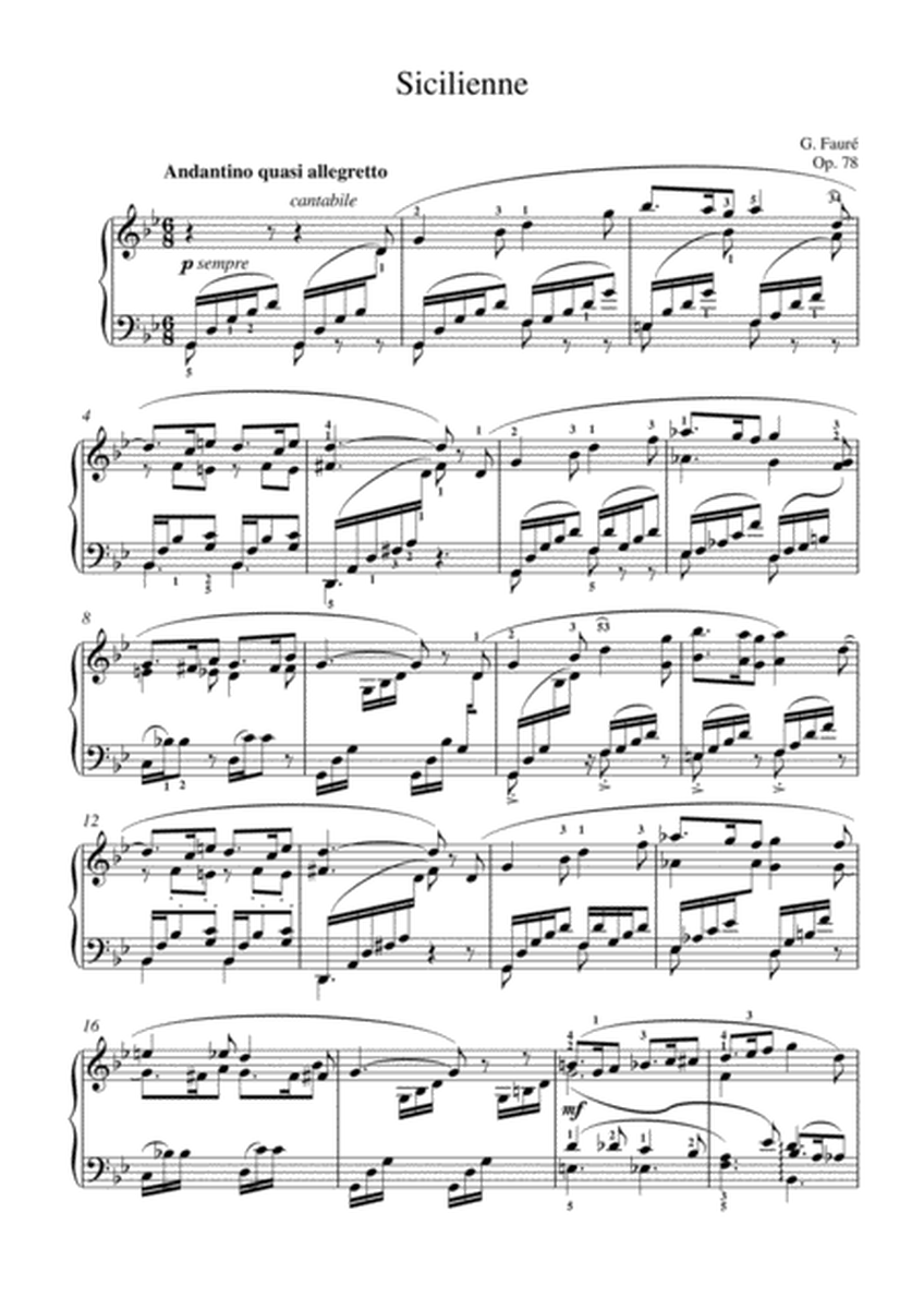 Faure - Sicilienne op.78 for piano solo image number null
