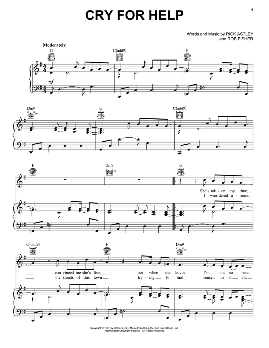 Cry For Help Cry For Help Piano, Vocal, Guitar scores gallery preview page 1