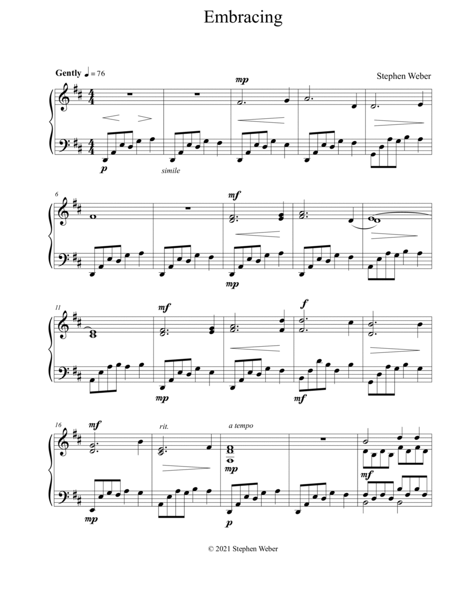 Embracing Piano Solo scores gallery preview page 1