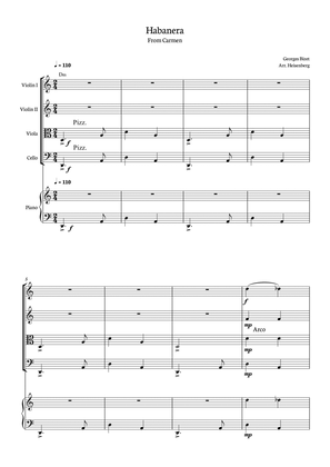 Habanera - Carmen - Georges Bizet, for String Quartet in a easy version with piano and chords