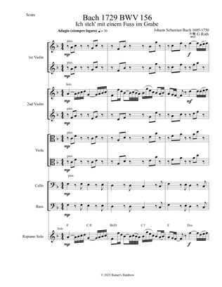 Book cover for Bach 1729 BWV 156 Adagio String Quartet Shared Melody