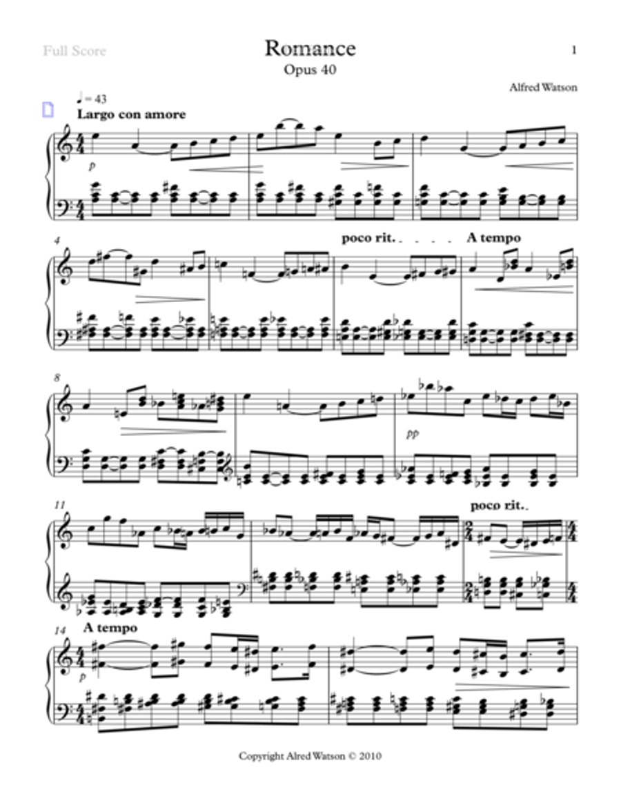 Romance Opus 40 Romance Opus 40 Piano Solo scores gallery preview page 3