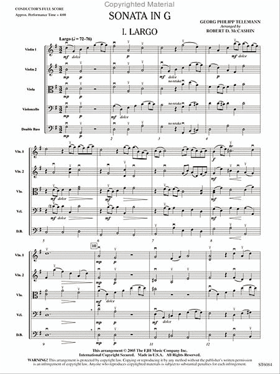 Sonata in G Sonata in G String Orchestra scores gallery preview page 2