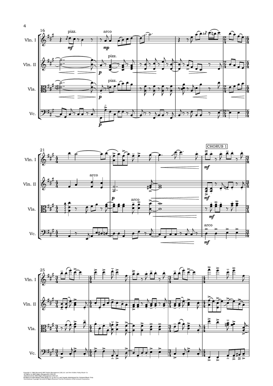 I Say A Little Prayer String Quartet scores gallery preview page 4