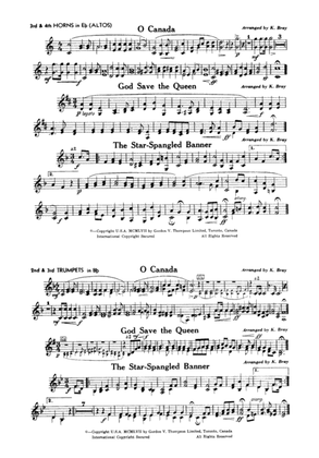 O Canada / God Save the Queen / Star-Spangled Banner: 3rd & 4th Horns in E-Flat and 2nd & 3rd B-flat Trumpets