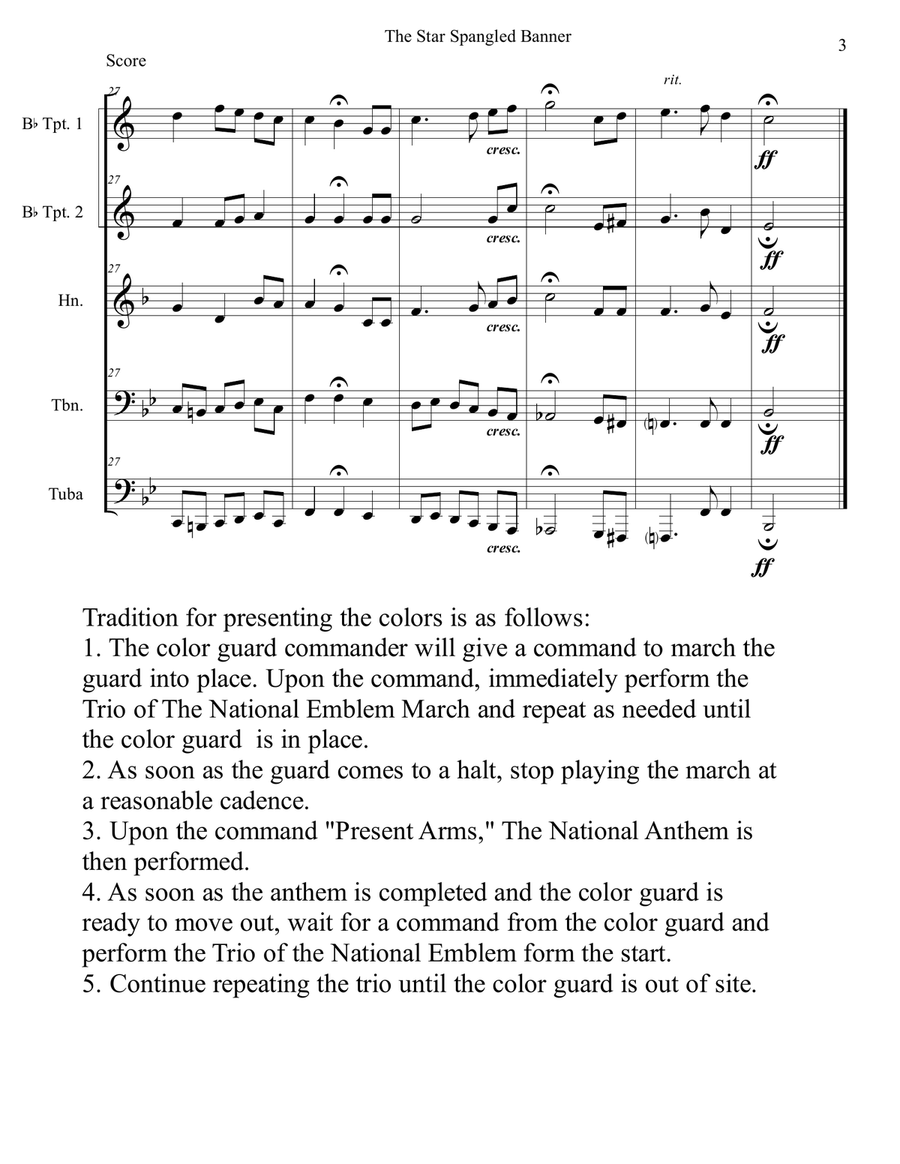 Star Spangled Banner and Trio from National Emblem March-Brass Quintet Brass Quintet scores gallery preview page 4